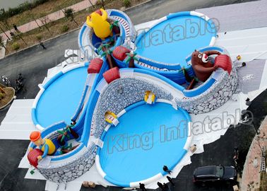 0.9 mm PVC Bear Haunt Inflatable Water Parks 3 Pool Three For Outdoor