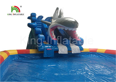 Grey Megalodon Adult & Kids Inflatable Water Parks With Slide For Outdoor