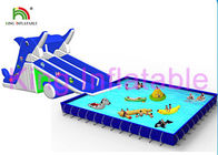 حدائق ألعاب مائية قابلة للنفخ باللون الأزرق / الأبيض في ألعاب الشريحة والمسابح والألعاب المائية