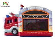 الأحمر عربة إطفاء 0.55 مم PVC نفخ القفز القلعة مع الشريحة للأطفال