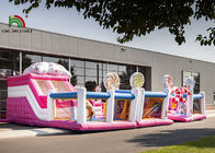 متنزه أفلاطون التجاري PVC 10m Pink Candyland قابل للنفخ مع شريحة