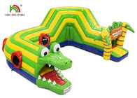 في الهواء الطلق 6.5x5.5m التمساح الأخضر نفخ عقبة بالطبع ألعاب رياضية قابلة للنفخ