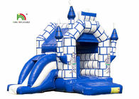 أزرق 0.55mm pvc مشمّع وقاية أطفال قابل للنفخ ييقفز قصر مع منزلق