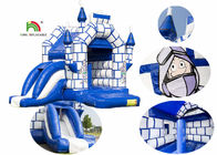 أزرق 0.55mm pvc مشمّع وقاية أطفال قابل للنفخ ييقفز قصر مع منزلق