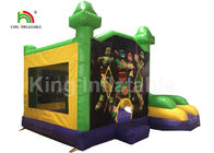 EN71 العدالة دوري موضوع أخضر قابل للنفخ القفز القلعة مع الشرائح للأطفال