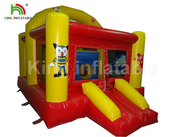 حريق قابل للنفخ أحمر قابل للنفخ قصر Trampoline مع منزلق لعرق حزب