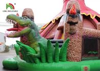 قلعة القفز الملونة نفخ الديناصور مع ملعب الشريحة مغطاة السطح