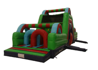 Custiomized Adventuring Green Bouncy Castle Course For Kids